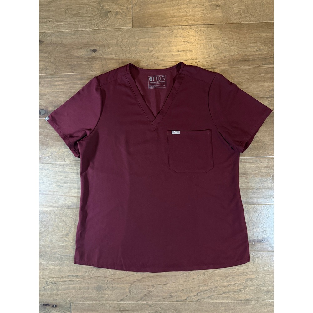 FIGS Technical Collection Burgundy V-Neck Scrub Top FW1000 Womens XL Maroon